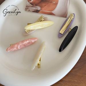 Pinza de Pelo China Simple Hecha a Mano de Acetato para <span class=keywords><strong>Mujer</strong></span>, Diseño Geométrico/Ovalado de 6.3cm para Flequillo y <span class=keywords><strong>Cabello</strong></span> Rebelde, de Alta Calidad - Product Image 2