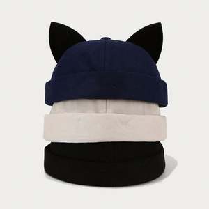 Nuevo Gorro Beanie Tipo Docker con Orejas de Gato, Diseño de Piel de Melón, para Mujer, Primavera-Verano - Product Image 2