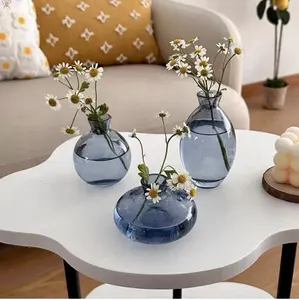 Moderne Lichte Luxe Mini Driedelige Set Kleine Vaas Helder Glas Aromatherapie Vaas Kleur Set Woonkamer Eettafel Glazen Vaas