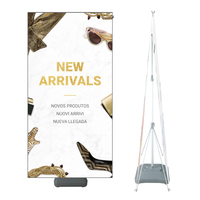 Stand X-banner Aluminium Adjustable Tahan Angin dengan Alas Air, Stand Poster Tahan Air Heavy Duty untuk Pameran Dagang dan Pameran