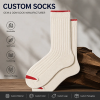 Chaussettes de sport mi-mollet côtelées en mélange de coton épais et rembourré, à rayures rouges, pour hommes, idéales pour la course en extérieur et la gym
