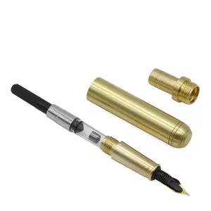 wholesale woodturning craft solid brass pen parts wooden pen making kits DIY wood turning Tubeless fountain roller ball pen kit