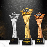 Trophée personnalisé avec gravure de logo sur mesure en or, argent, bronze, résine, étoile, cristal pour l'honneur de l'entreprise