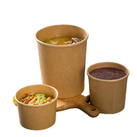 Disposable 12 OZ Kraft Soup Cups with Lids Paper Salad Cups Soup Containers Party Supplie for Hot/Cold Food Ice Cream or Takeout