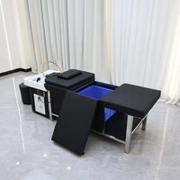Réservoir de stockage d'eau de lit de lavage de spa de cheveux d'équipement de salon pliable réglable pour l'hôtel en cuir synthétique de PU de shampooing de massage thaï