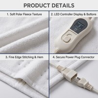 Matelas chauffant à double commande 150*160cm, 6 niveaux de chaleur, arrêt automatique, minuterie 1-10H, lavable, pour lit domestique
