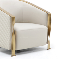 Fauteuil en cuir moderne italien 1 place avec pieds en métal, fauteuil de loisirs moderne pour salon ou hôtel, canapé individuel