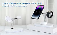 Chargeur sans fil magnétique 5-en-1 avec lumière LED, station de charge rapide à forte aspiration pour iPhone 17, iWatch et AirPods
