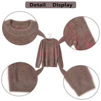 Pull décontracté personnalisé pour femme en maille duveteuse 100 % nylon, col rond, coupe ample, jacquard motif cerf, manches longues, anti-rétrécissement, collection automne