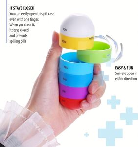 Deke Rainbow 7 Day <b>Waterproof</b> Pill Tower Box Medicine Planner Case Medication, Vitamin Holder Organizer Dispenser Custom - Product Image 3
