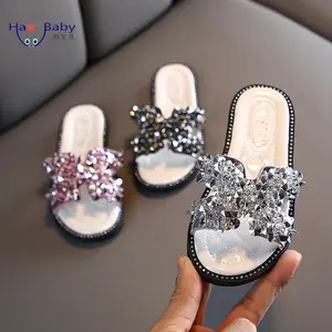 Hao Baby Girl Slippers 2022 Infant Kids Water Drill Shoes Little Girls Slippers