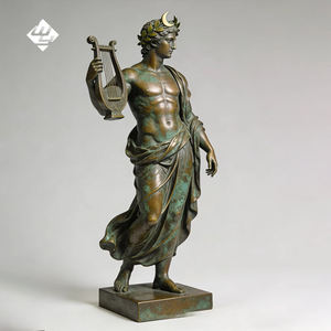 Sculpture personnalisée classique en bronze du dieu Apollon tenant une lyre, grande statue d'art en métal pour la décoration de la maison et du jardin - Product Image 3