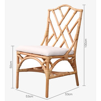Chaise en rotin véritable pour restaurant, salon, balcon, chaise individuelle, style nordique, chaise longue design pour maison d'hôtes