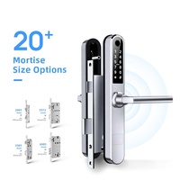 Cerradura de cilindro de embutir inteligente con Control remoto, Wifi BLE, para puerta de aluminio
