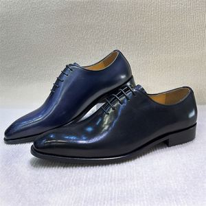Chaussures Oxford habillées classiques de luxe faites à la main en brocart gaufré 20026 - Légères, respirantes, en cuir véritable, pour l'automne, grandes tailles - Product Image 1