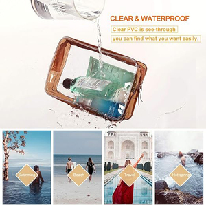 Sac de toilette transparent imperméable approuvé par la TSA, anti-fuite, avec fermeture éclair, pour femme et homme, marron - Product Image 3