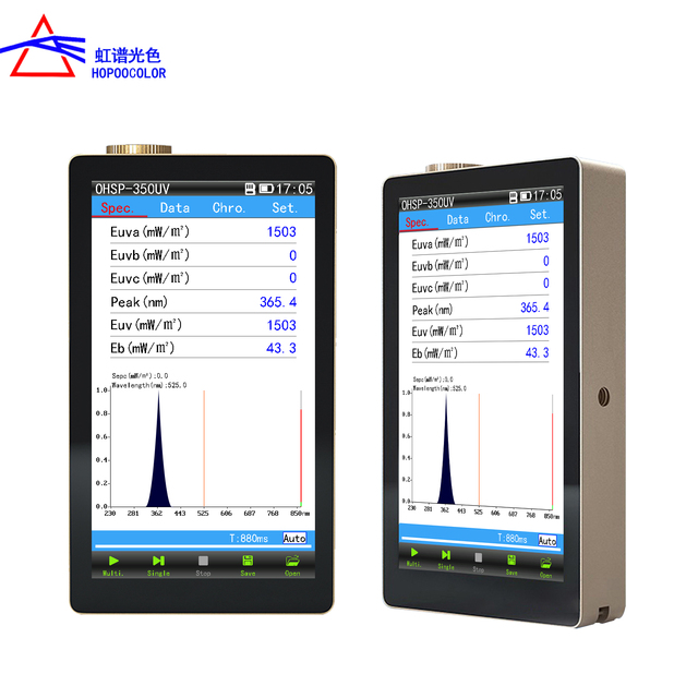 OHSP-350UV Handheld UV Spectrometer HOPOOCOLOR UV Light Meter 230-850nm Test Ultraviolet Lamp