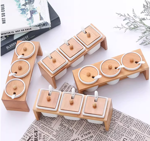 Ensemble de 3 pots à épices carrés en céramique blanche de style américain avec couvercle pour hôtels et restaurants, vente en gros directe d'usine - Product Image 5