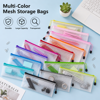 Sac de rangement en maille transparente, durable, flexible et imperméable avec fermeture éclair et crochet en corde pour papeterie et livres – Vente en gros