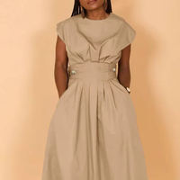 Robe décontractée populaire et élégante pour femme, couleur unie, col rond, coupe ample, en nylon tricoté, collection 2026