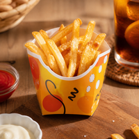 Boîte à frites à emporter avec paroi intérieure anti-graisse, en carton compostable, pour combo burger, commandes en gros pour usines et commerces de poulet frit