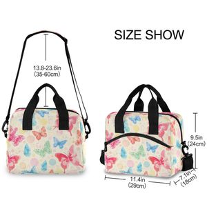 Sac à déjeuner papillon aquarelle rêveuse 10L, sac isotherme avec bandoulière, imprimé floral pastel, style tendance - Product Image 3