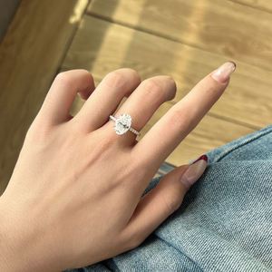 Dylam High Jewelry 925 Sterling <b>Silver</b> <b>Eternity</b> Band Oval Shape D VVS1 Moissanite Stone Engagement Wedding Bridal Women <b>Rings</b> - Product Image 4