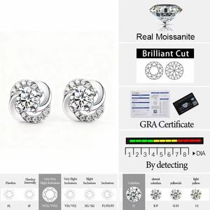 Boucles d'oreilles clous trèfle en moissanite 1CT hypoallergéniques pour femmes, bijoux de luxe tendance D VVS1 en or 18K, vente en gros personnalisée - Product Image 6