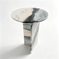 Table basse moderne en marbre rose naturel pour chambre, salon, salle à manger et bar à domicile - Écologique et durable