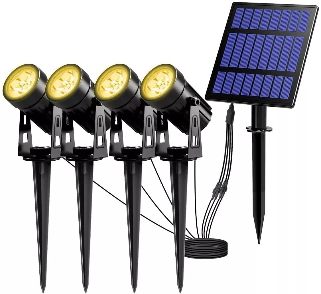 1 for 4 Powerful Solar Powered Landscape Light 6W LED Waterproof Solar Garden Spot Light