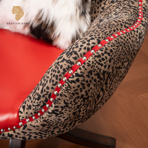 Chaise d'aviation de luxe américaine, chaises pivotantes en laiton antique, style rétro vintage, cuir rouge, chaise Spitfire pour club, hôtel, salon - Product Image 3