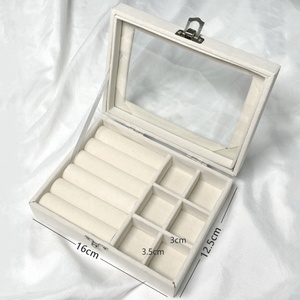 Custom Logo Luxury <b>Storage</b> <b>Boxes</b> Organizer <b>Cardboard</b> Paper Glass Flannelette Acrylic Tray Showcase Display Ring Velvet Box - Product Image 6