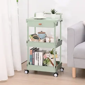 Multi-Szene 3-lagiges Küchen regal Badezimmer wagen Kunststoff 3-stufiger Rolling Storage Cart Organizer Utility Trolley