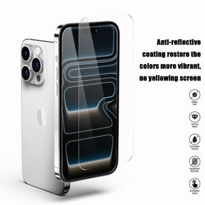 Kit de Instalación Mágica de Cristal Templado Golden Diamond HD 9H para iPhone 16 15 14 Series, Cristalino, Antihuellas, Oleofóbico - Product Image 5