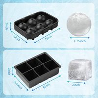 Bac à glaçons sphériques en silicone 6 cavités de 1,8 pouce, moule à sphères facile à démouler pour whisky et cocktails, sans BPA, compatible lave-vaisselle
