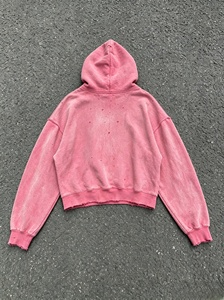 เสื้อฮู้ดสีชมพู แขนยาวทรงปกติ ผ้าเฟรนช์เทอร์รี่ ล้างสีเรียบ สีพื้น สำหรับผู้ชาย เหมาะสำหรับฤดูใบไม้ร่วง - Product Image 2