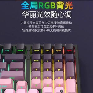 คีย์บอร์ดเกมมิ่ง Xinmeng K980 99 ปุ่ม แบบกลไก ไร้สาย 3 โหมด ไฟ RGB ไล่เฉดสี - Product Image 4