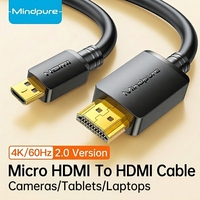 Cable Micro HDMI a HDMI Mindpure 4K, Adaptador Mini HDMI a HDMI V2.0 18Gbps para Cámara de Acción GoPro, Raspberry Pi, Videocámara