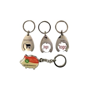 Wholesale Custom Logo Metal Coin Keychain Shopping Cart Token Keychain Personalized Trolley Coin Token Keyring