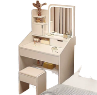 Commode en bois moderne et simple pour chambre à coucher avec miroir éclairé, petite table de maquillage multifonctionnelle pour la famille, rangement cosmétique