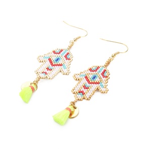 MI-E180067 Moyamiya Longue Miyuki Paume Accessoires Plage Femmes Main Perles de Riz Du Diable Yeux Dames Boucles D'oreilles - Product Image 1