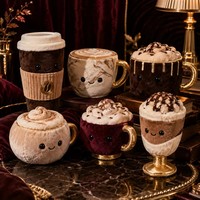 Mug à café en peluche ours vintage de luxe, pour chocolat chaud et latte, OEM, élégant, en forme d'oreiller rembourré, décoration d'intérieur, cadeau d'anniversaire, anti-stress