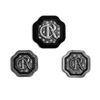Étiquettes personnalisées haut de gamme en métal et cuir PU, étiquettes de marque de vêtements avec monogramme CR, badges en cuir véritable pour jeans et sacs à main