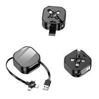 Câble USB rétractable portable avec support pour téléphone, câble USB multifonction 3 en 1, câble de charge pour téléphone de type C avec plusieurs couleurs