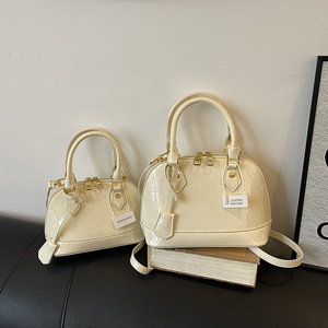 Sac à main rétro en cuir verni pour femme, nouvelle collection 2025, tendance, texture mode, sac à bandoulière, fermeture éclair, style niche - Product Image 2