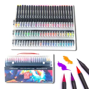 Non tossico doppia punta pennello arte pennarello set, acquerello marcatore, penna acqua, pennarello, OEM, ODM, personalizzato, 120 colori