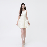 Robe trapèze d'été en tissu naturel, au-dessus du genou, avec taille cintrée en dentelle, coupe ajustée, pour jeunes femmes élégantes, approvisionnement direct usine OEM