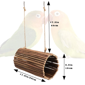 Décoration d'intérieur : Balançoire suspendue pour oiseaux, grottes d'arbre en bois de pomme naturel, corde en coton, boule en rotin, ornement pour calopsites et canaris - Product Image 6