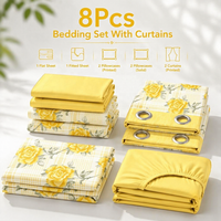 Vente en gros de draps de lit en microfibre, ensemble de 8 pièces, taille King, en stock, ensemble de draps de lit avec rideaux