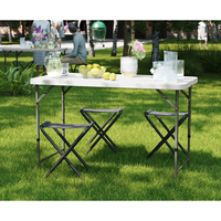 Tables pliantes en plastique HDPE blanc réglables en hauteur pour événements, mariages, fêtes, pique-niques, dîners en plein air, camping